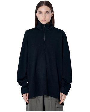 Rier Hoodies & Sweatvesten ,Zwart ,Wol Polar Jogging Virgin Wool Half-Zip Top - Blauw