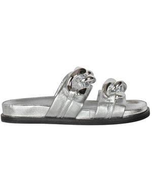Strategia Silberner Ledersandalen Mit Ketten-Detail - Weiß