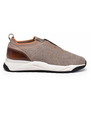 Santoni Sneaker Aus Stretch-Strick - Braun