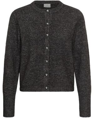 Kaffe Truien & Vesten ,Grijs ,Leer Cardigans - Zwart