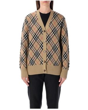Burberry Geborduurde Cardigan Van Wolmix - Naturel