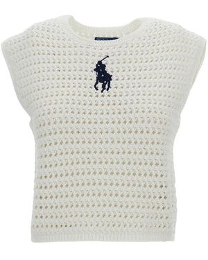 Polo Ralph Lauren Tops ,Wit ,Katoen Eyelet Knit Top
