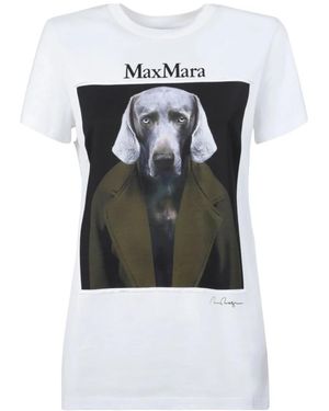 Max Mara Tops ,Wit ,Katoen T-Shirt Calca - Zwart