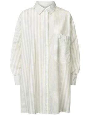 Rabens Saloner Grau Weiß Gestreiftes Oversized Hemd