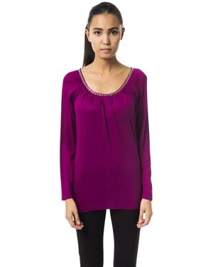 Byblos Open Rundhals-T-Shirt - Lila