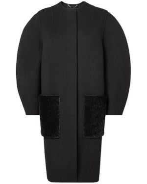 Fendi Jassen ,Zwart ,Wol Enkelrijige Midi-Jas