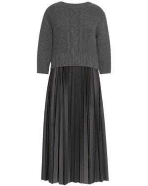 Weekend by Maxmara Kleedjes ,Grijs ,Wol Wkdcalco Geplooide Midi-Jurk - Zwart