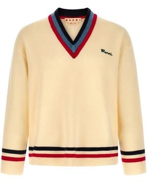 Marni V-Neck Knitwear - Natural