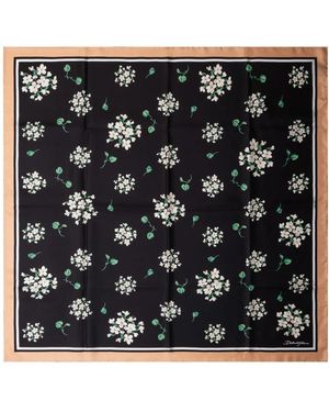 Dolce & Gabbana Accessoires ,Zwart ,Vierkante Zijden Sjaal