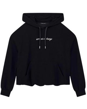 ARMANI EXCHANGE Hoodies & Sweatvesten ,Zwart ,Cropped Hooded Sweatshirt - Blauw
