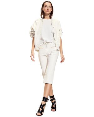 Cynthia Rowley Jassen ,Wit ,Leather Oversized Bomber Jacket - Metallic