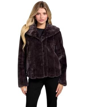 Guess Jassen ,Bruin ,Polyester Sophy Faux-Fur Jas - Zwart