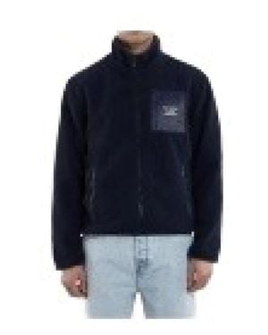 Drole de Monsieur Slogan Zipped Sherpa Jas - Blauw
