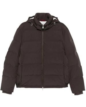 Brunello Cucinelli Jassen ,Bruin ,Nylon Stretch Bonded Nylon Down Jacket