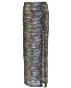 Missoni Lange Rok Van Viscose Lamé Met Zigzagmotief - Grijs