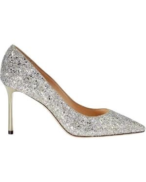 Jimmy Choo Tacones De Brocado Plateado Brillante, Mujer, Talla - Metálico