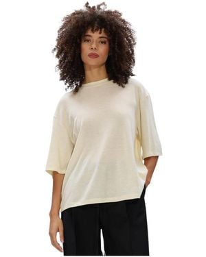 Rohe Tops ,Wol Oversized Soft Merino T Shirt - Wit