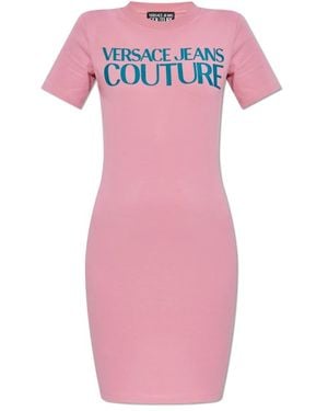 Versace Jeans Couture Kleid Mit Bedrucktem Logo - Pink
