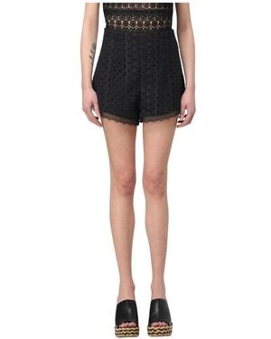 Charo Ruiz Schwarze Spitzen-Shorts Mit Wellensaum