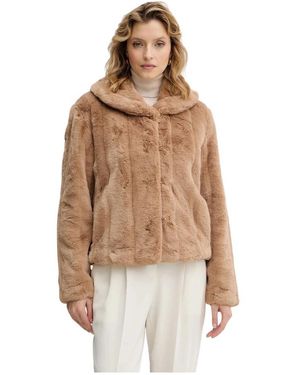 Guess Jassen ,Bruin ,Polyester Sophy Faux-Fur Jas