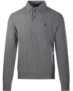 Ralph Lauren Tops ,Grijs ,Wol Wasbaar Wollen Trui Met Polokraag