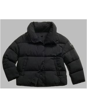 Blauer Jassen ,Zwart ,Leer Nuvola Ross Short Puffer