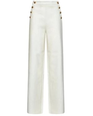 Max Mara Palazzo-Hose Mit Knöpfen - Weiß