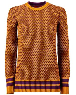 Gallo Wo yellow crew-neck with two-tone motif - Marrone