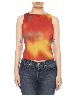 Thinking Mu Flowers Pleated Dora Top - Oranje
