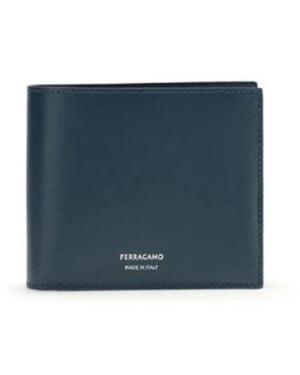 Ferragamo Accessoires ,Blauw ,Leer Calf Leather Bos Taurus Portemonnee