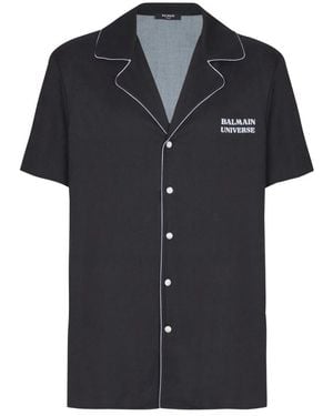Balmain Planet-Print Shirt - Black