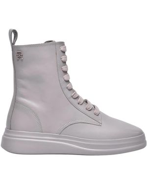 Tommy Hilfiger Sportieve Leren Platte Laars - Grijs