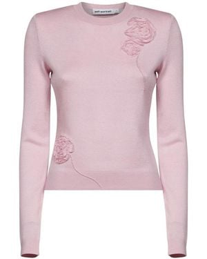 Self-Portrait Round-Neck Knitwear - Rosa