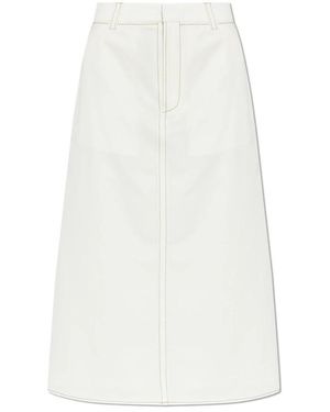 Ami Paris Rokken ,Wit ,Katoen A-Lijn Topstitching Midi Rok