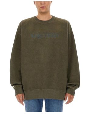 McQueen Hoodies & Sweatvesten ,Groen ,Katoen Logo Sweatshirt