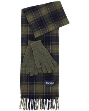 Barbour Accessoires ,Groen ,Wol Tartan Sjaal & Handschoen Cadeauset - Zwart