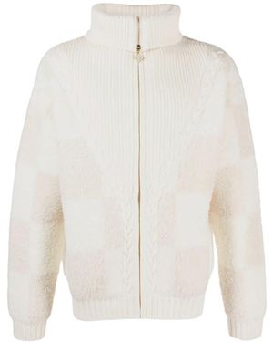 CASABLANCA Karierte Bouclé-Strickjacke - Weiß