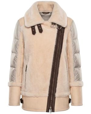 Moorer Jas Met Bruine Lederen Details - Naturel