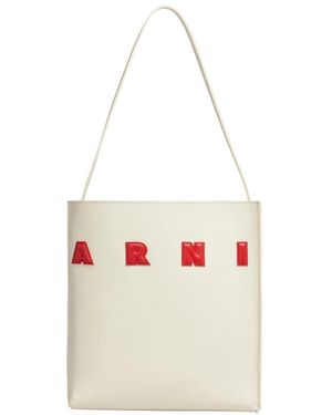 Marni Tassen ,Leer Small Museo Hobo Tas - Wit