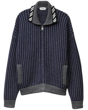 Versace Truien & Vesten ,Blauw ,Wol Intarsia Wol Gebreide Ritsvest