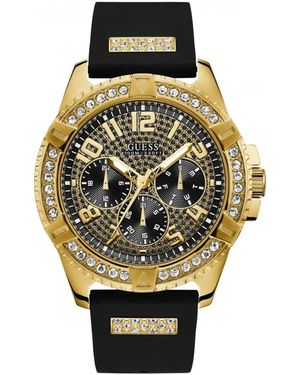 Guess Accessoires ,Zwart ,Analoog Quartz Horloge - Metallic