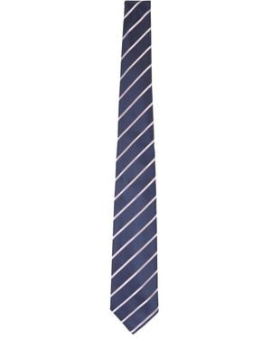 Kiton Seidenschal Mit Diagonalen Streifen - Blau