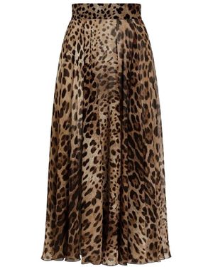 Dolce & Gabbana Rokken ,Veelkleurig ,Katoen Midi Rokken - Bruin