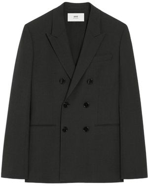 Ami Paris Zweireihiger Wollblazer - Schwarz