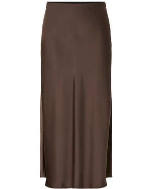 Y.A.S Elegante Satijnen Midi Rok - Bruin