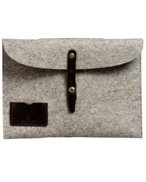 Bleu De Chauffe Misha laptop sleeve pelle naturale - Grigio