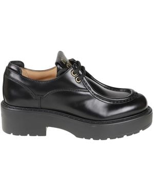 Miu Miu Schoenen ,Zwart ,Leer 55Mm Plateau Veterschoenen