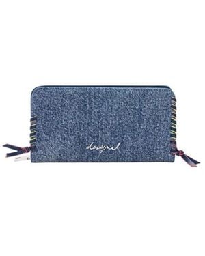 Desigual Accessoires ,Blauw ,Katoen Zip Wallet Met Binnenvakken En Zakken