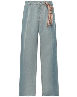 Marni Jeans ,Blauw ,Katoen Chambray Jeans Met Foulard