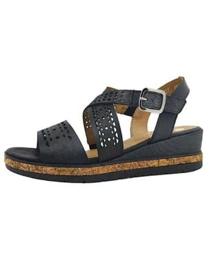 Remonte Sandalen Mit Keilabsatz - Schwarz